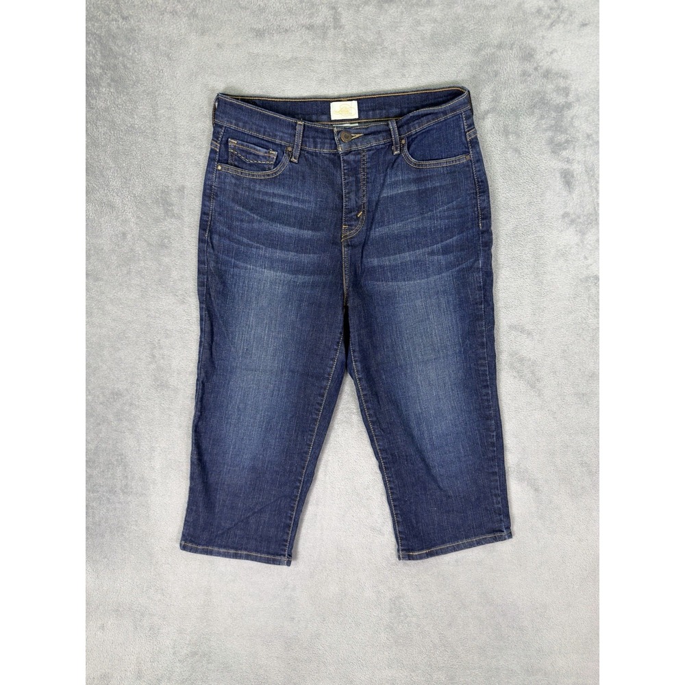 Levis 512 Jeans Womens 12 Blue Dark Wash Denim Perfectly Slimming Capri Mid Rise